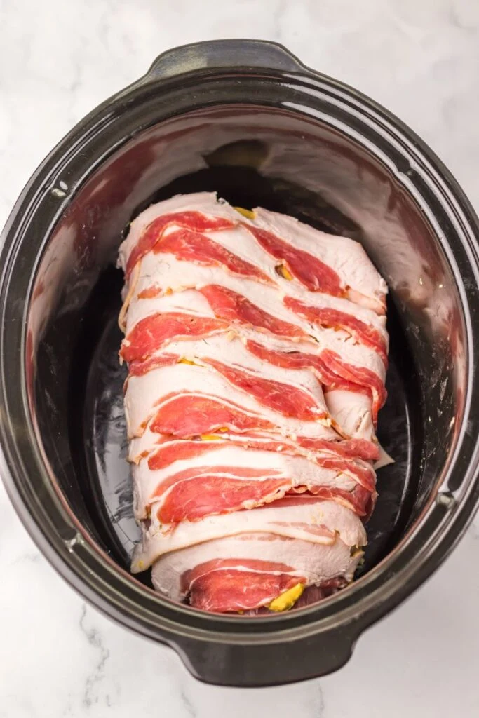 Slow Cooker Bacon Wrapped Pork Loin