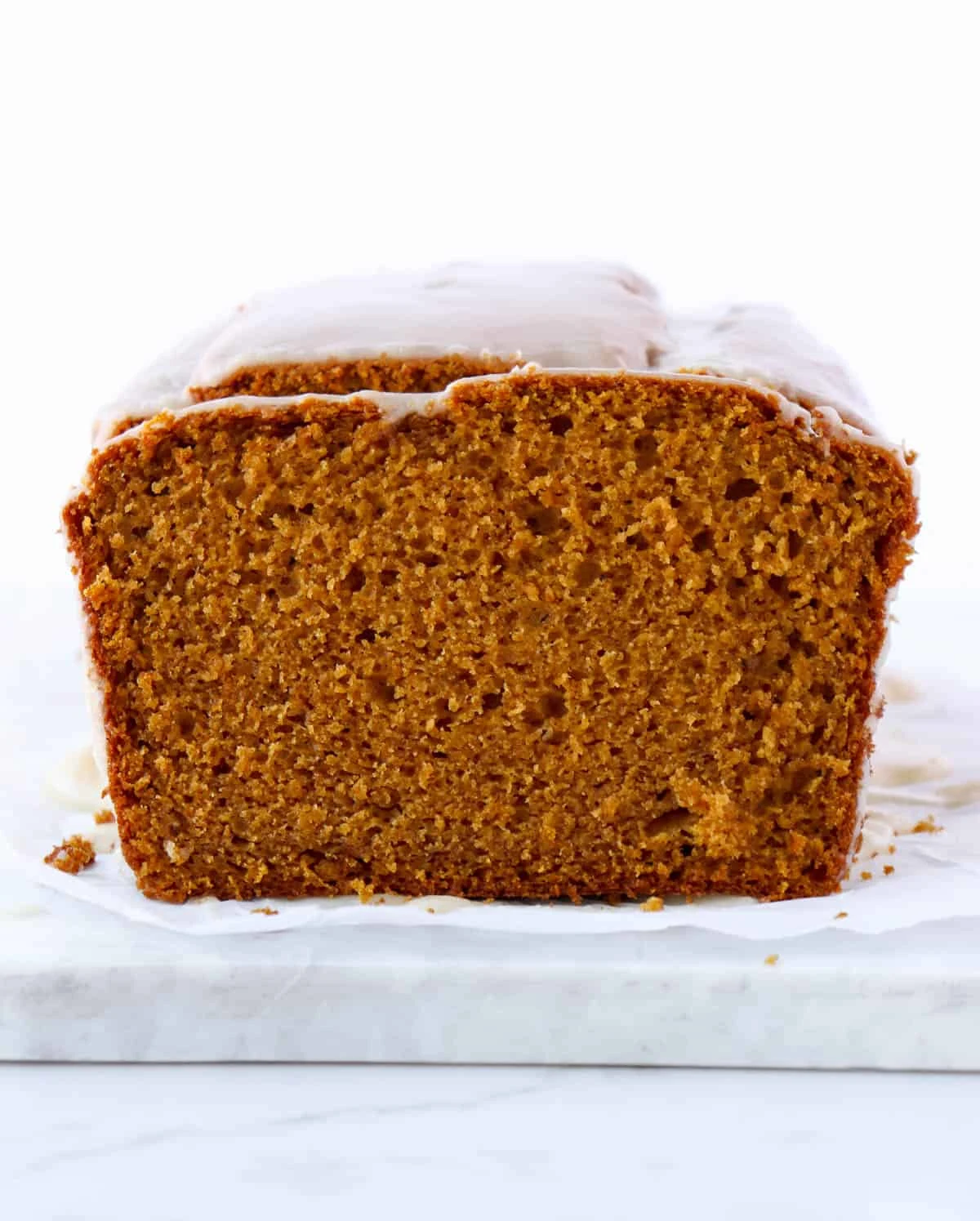Moist Pumpkin Bread with Vanilla Glaze