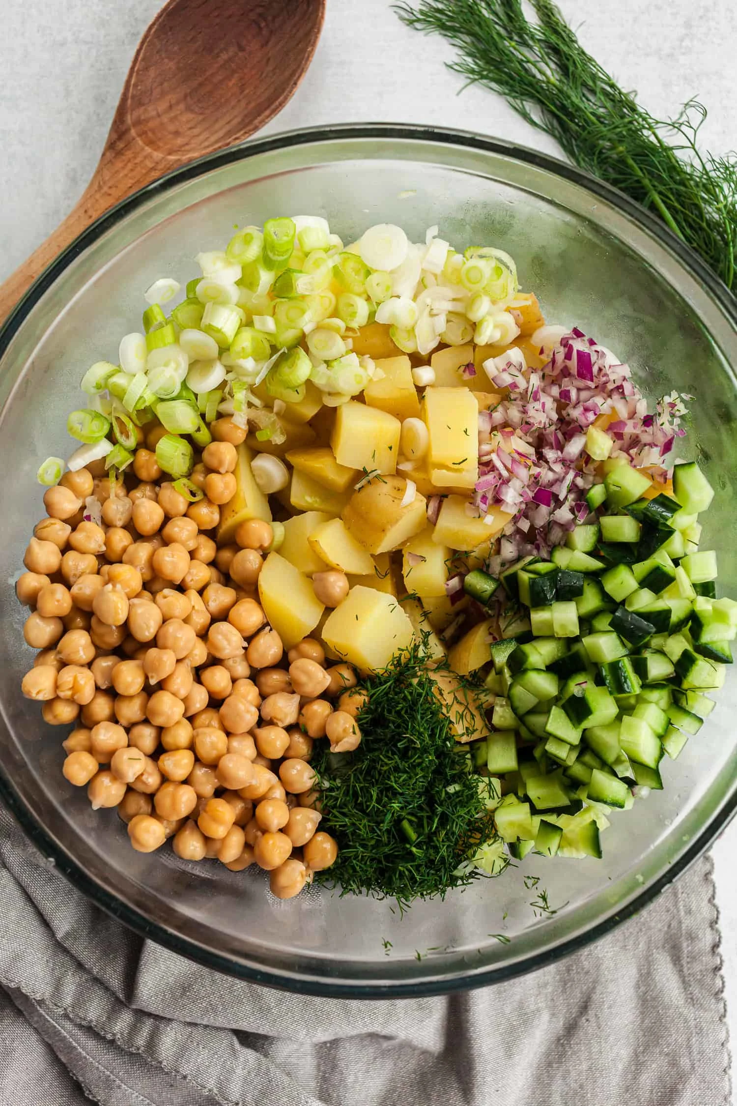 Dill Potato Salad with Chickpeas and Cottage Cheese Dressing