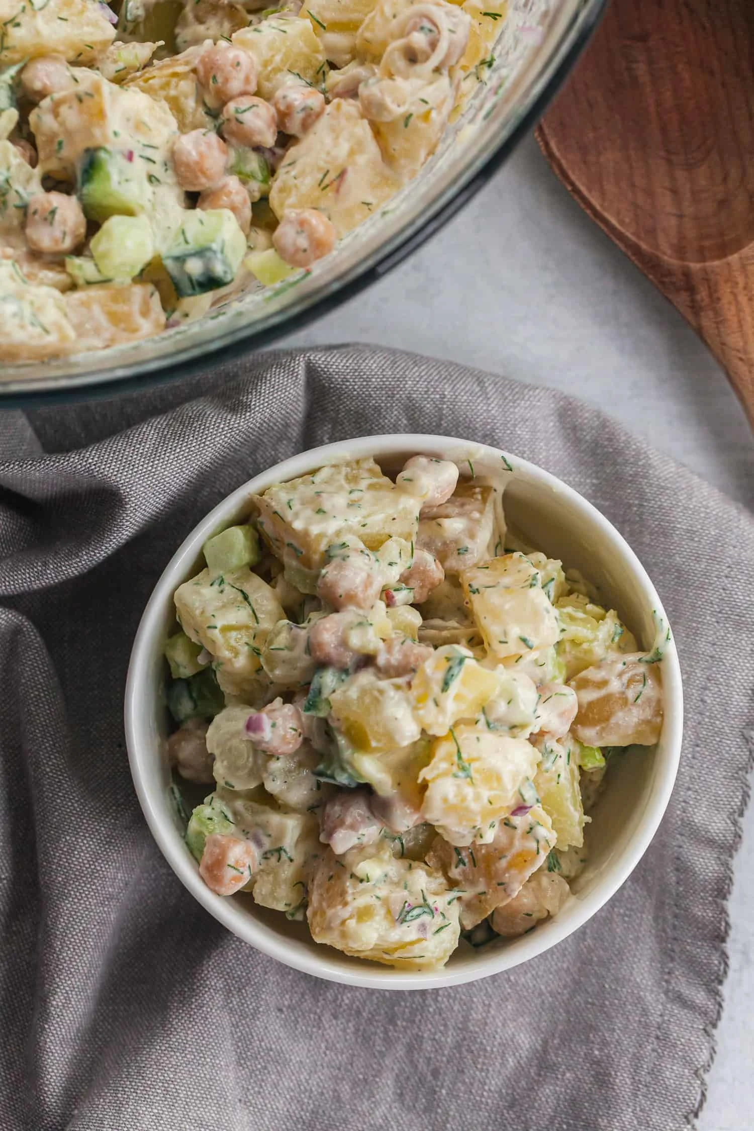 Dill Potato Salad with Chickpeas and Cottage Cheese Dressing