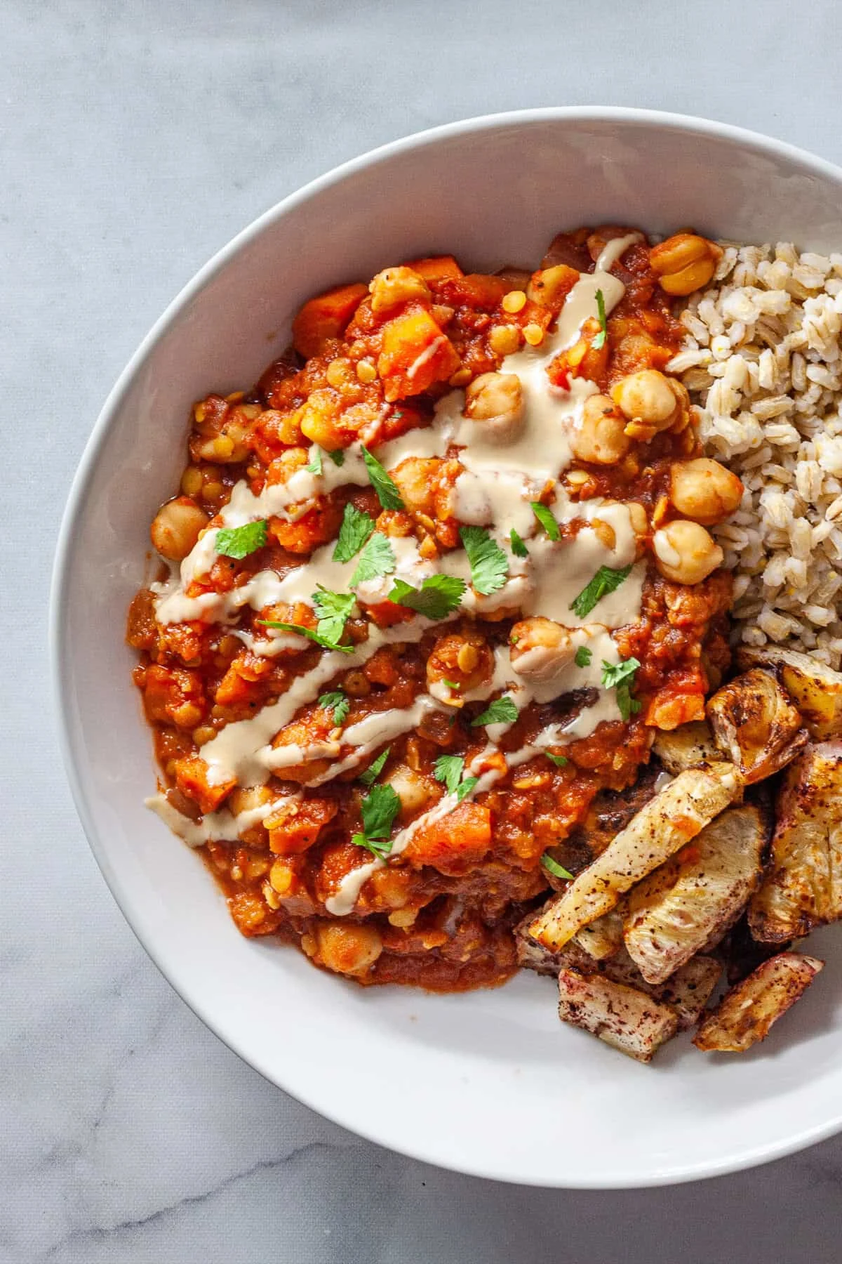 Smoky Slow Cooker Stewed Lentils and Chickpeas
