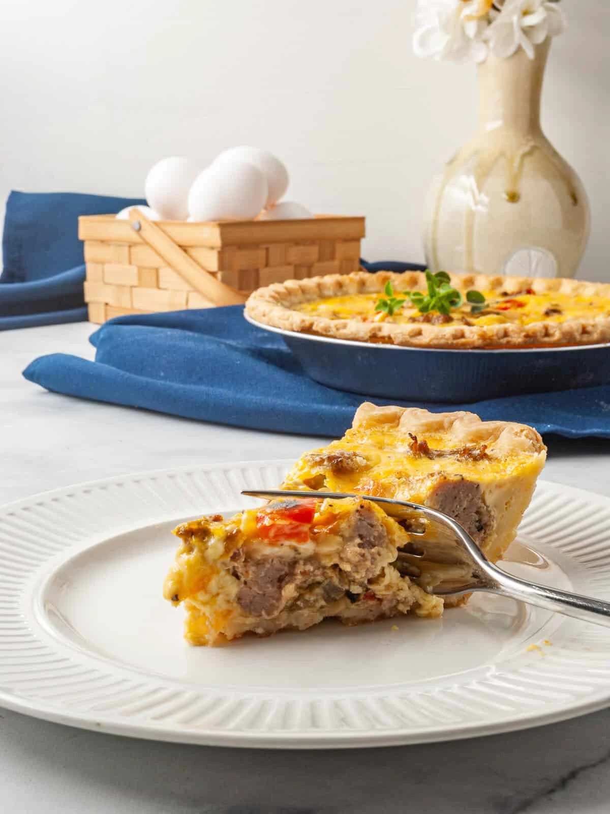 Lazy Quiche with Sausage, Onions, and Peppers