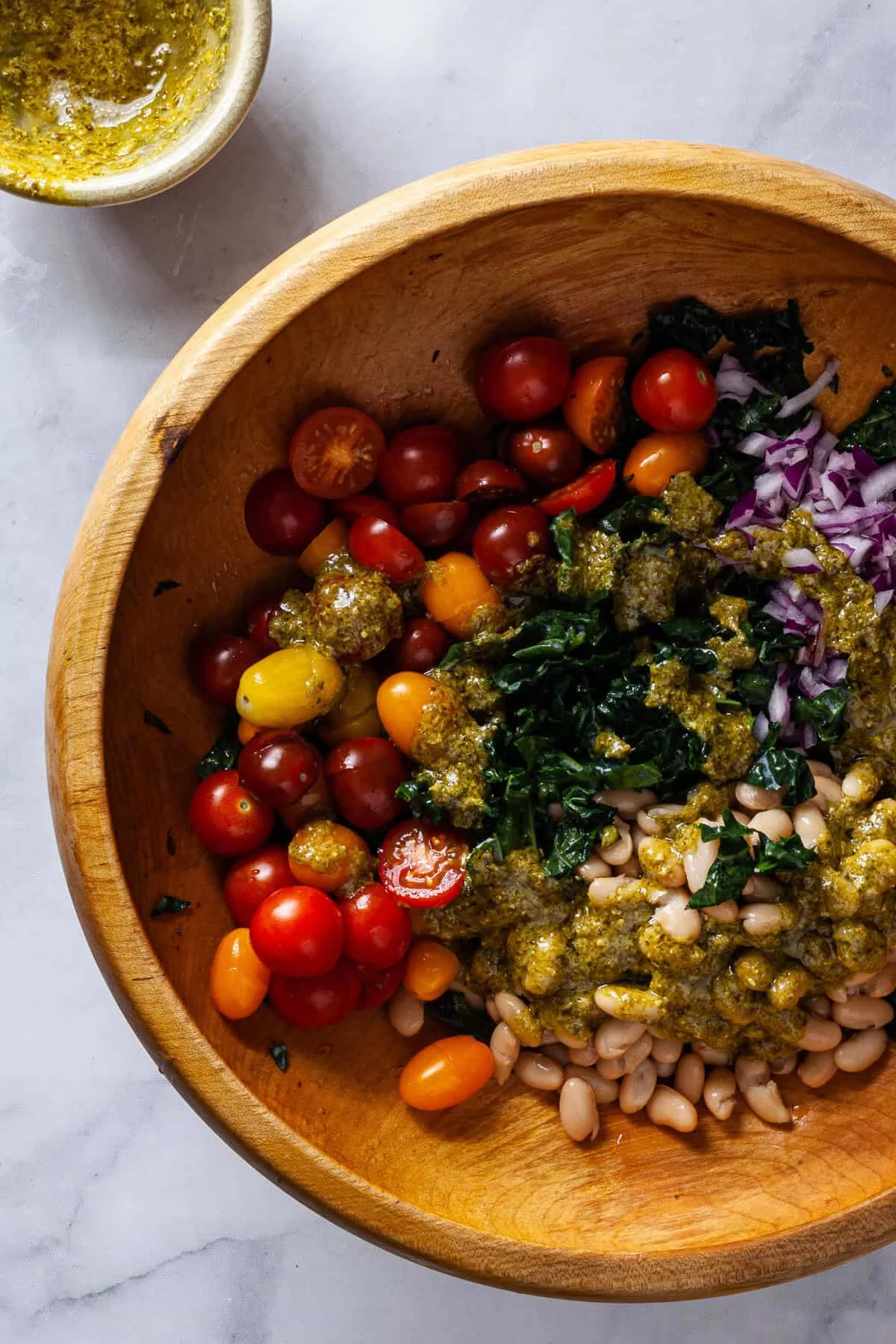 Kale and White Bean Salad with Pesto Dressing