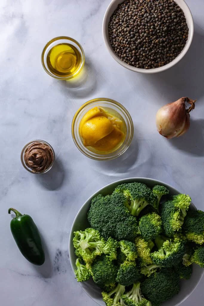 Broccoli Lentil Salad with Anchovy Salad Dressing