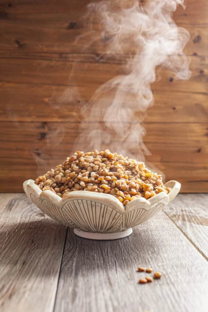 Broccoli Lentil Salad with Anchovy Salad Dressing