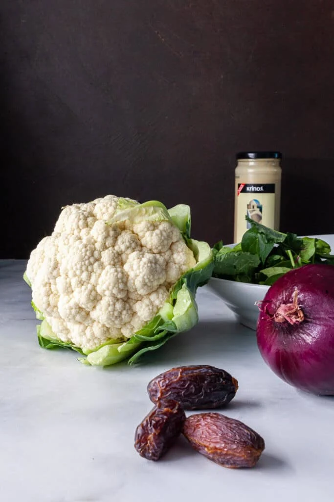Roasted Cauliflower with Tahini and Dates