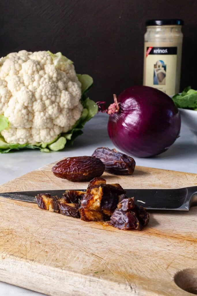 Roasted Cauliflower with Tahini and Dates
