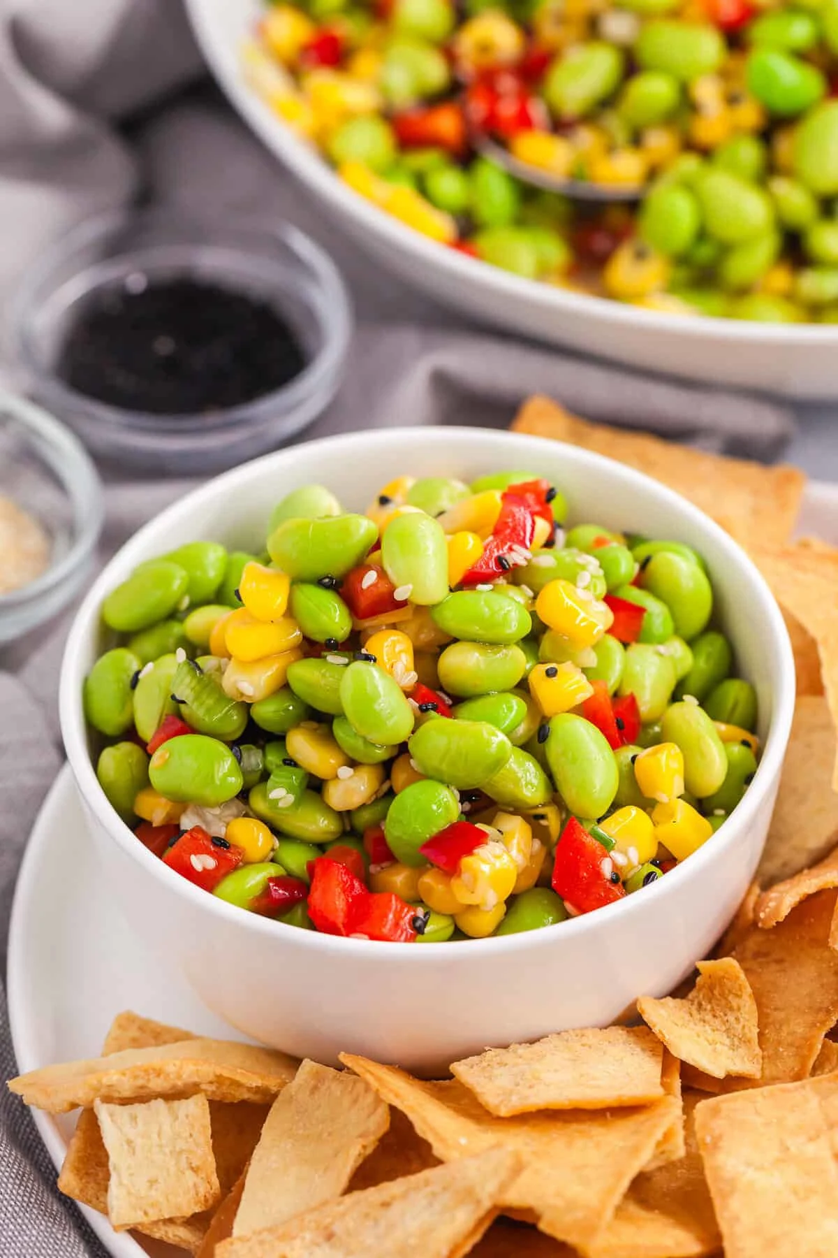 Edamame Bean Salad with Corn and Rice Vinegar