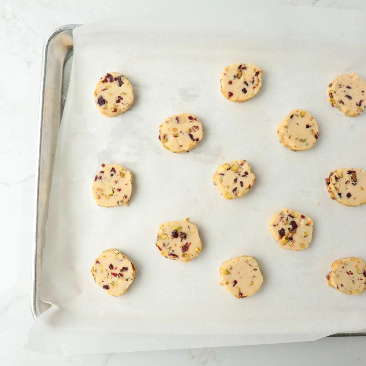 Cranberry Pistacchio Slice and Bake Cookies
