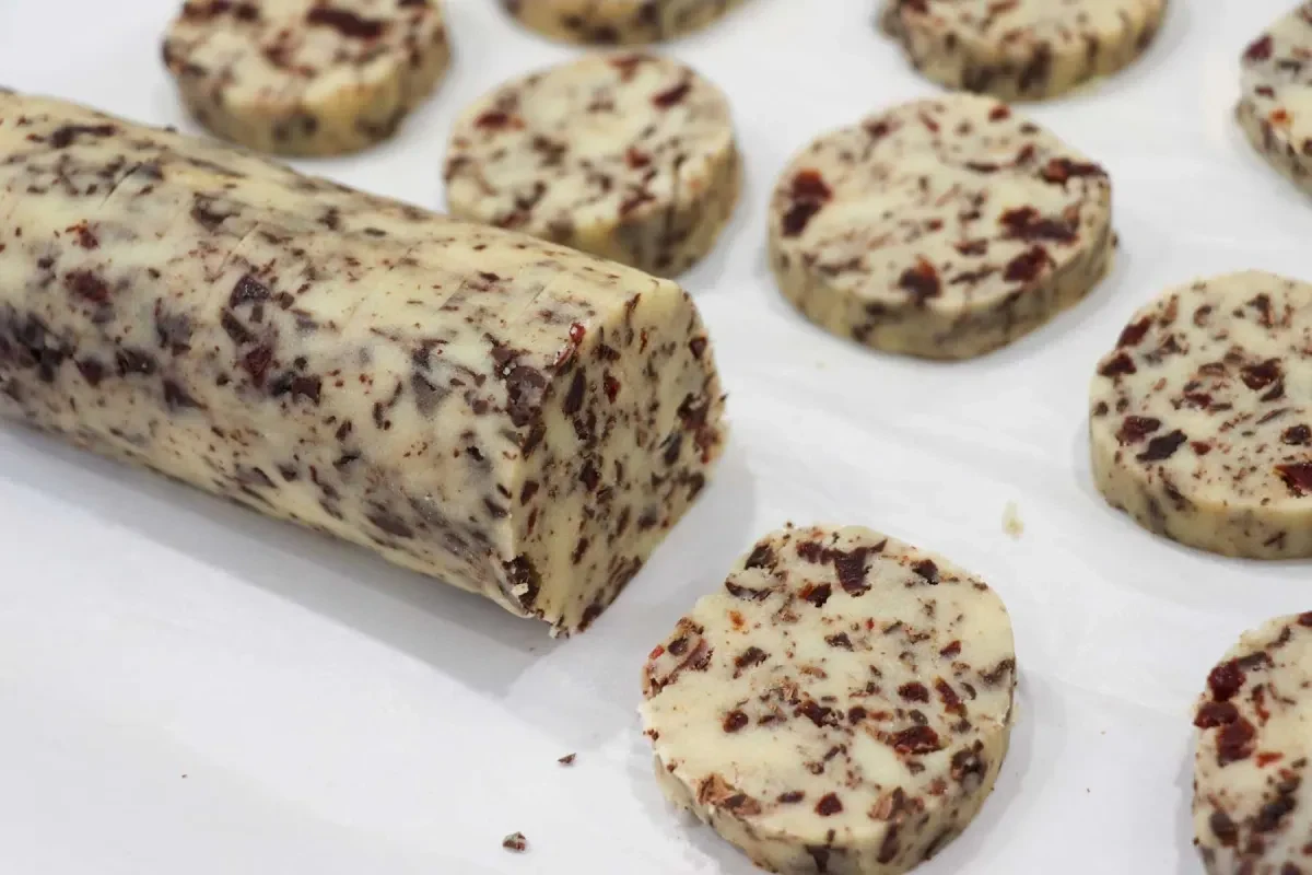Almond Shortbread Cookies with Chocolate and Cherries