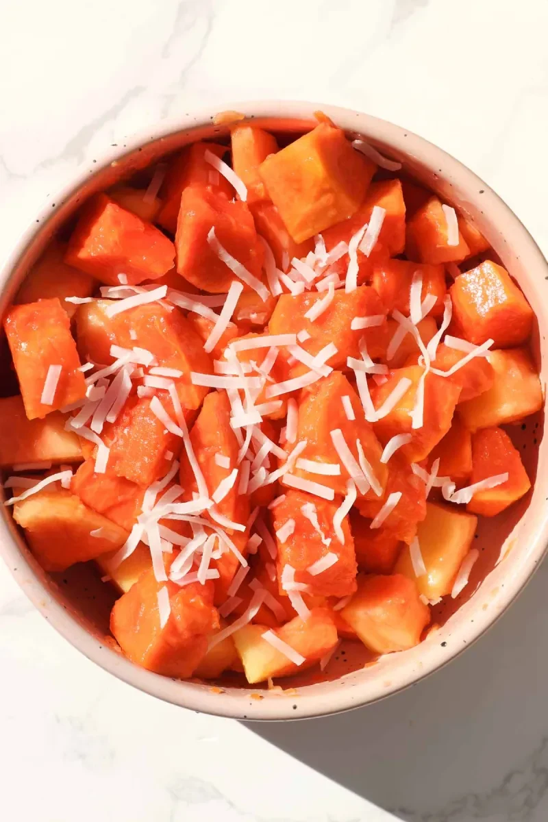 Fresh Papaya with Lime and Palm Sugar Syrup