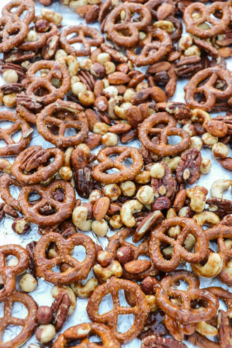 Sweet and Spicy Nuts and Pretzels