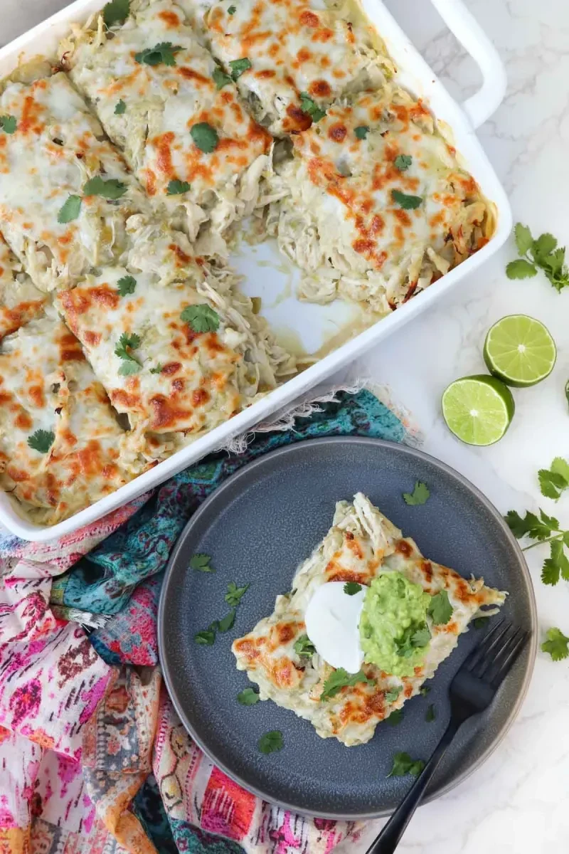 Chicken Enchilada Casserole with Creamy Salsa Verde