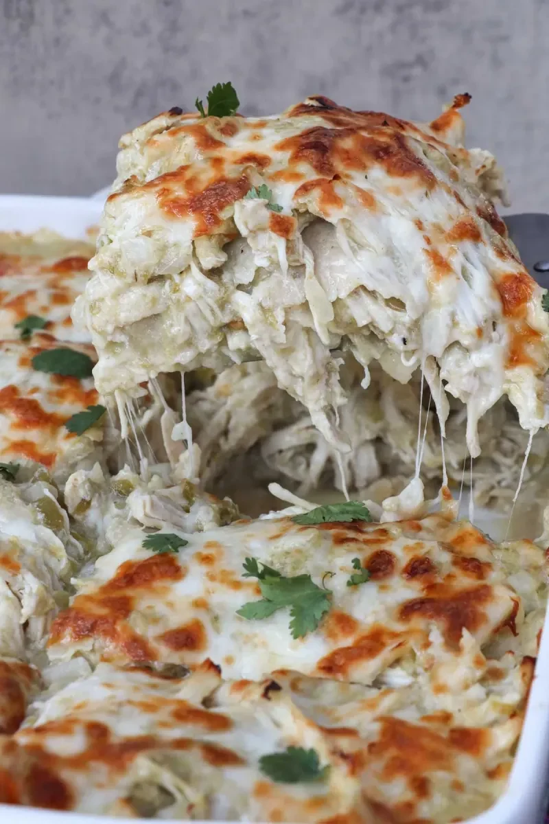 Chicken Enchilada Casserole with Creamy Salsa Verde