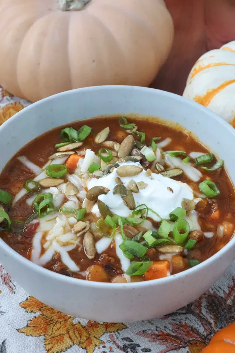 Pumpkin Chili with Turkey and White Beans