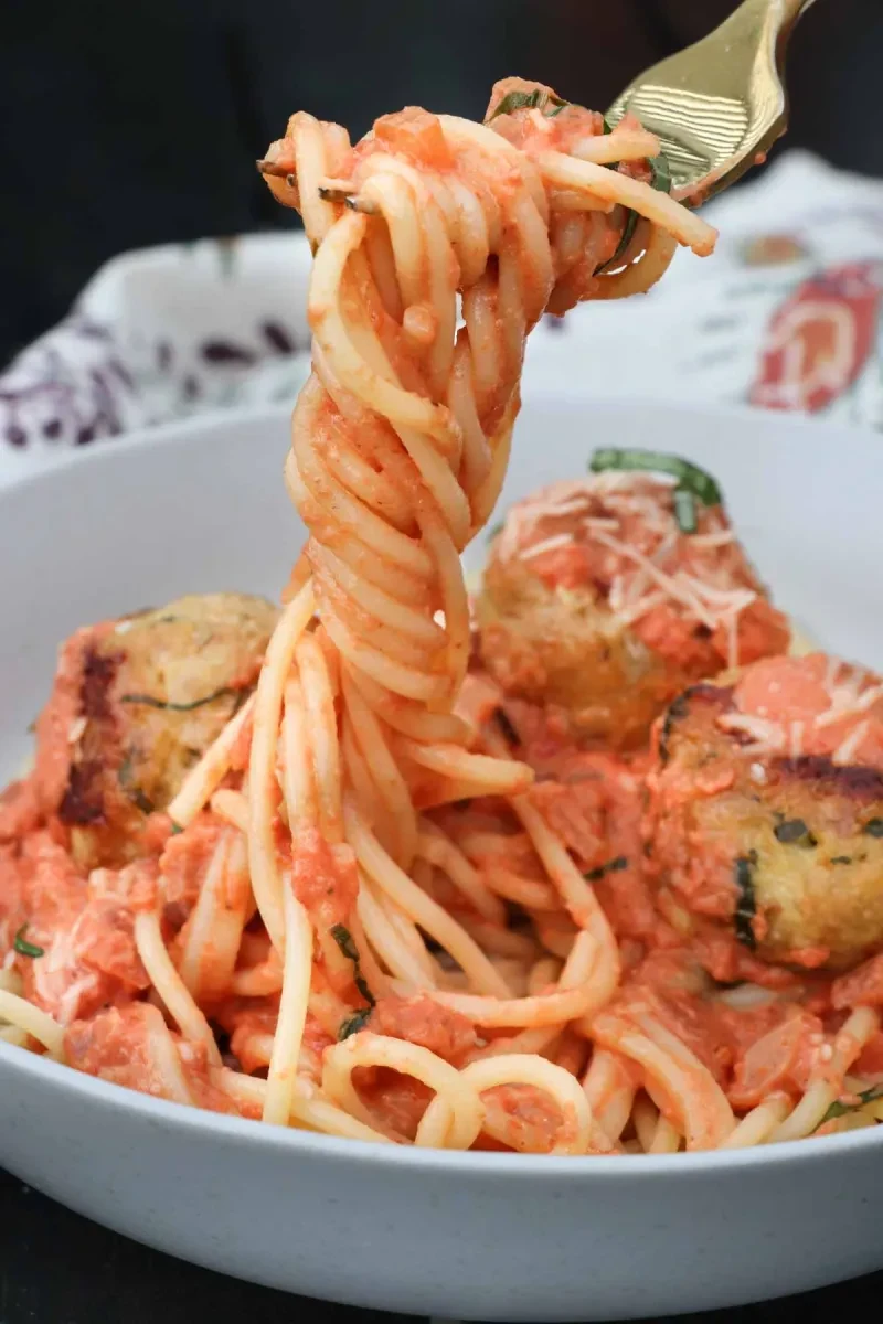 Spaghetti and Chicken Parmesan Meatballs
