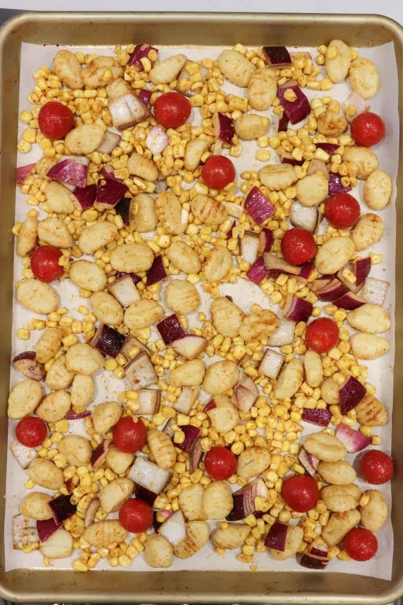 Sheet Pan Gnocchi with Chicken and Corn