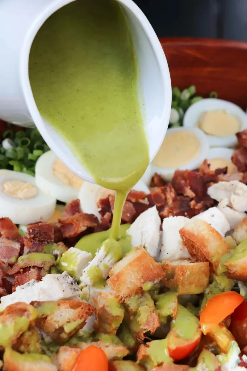 California Cobb Salad with Bacon Croutons and Basil Vinaigrette