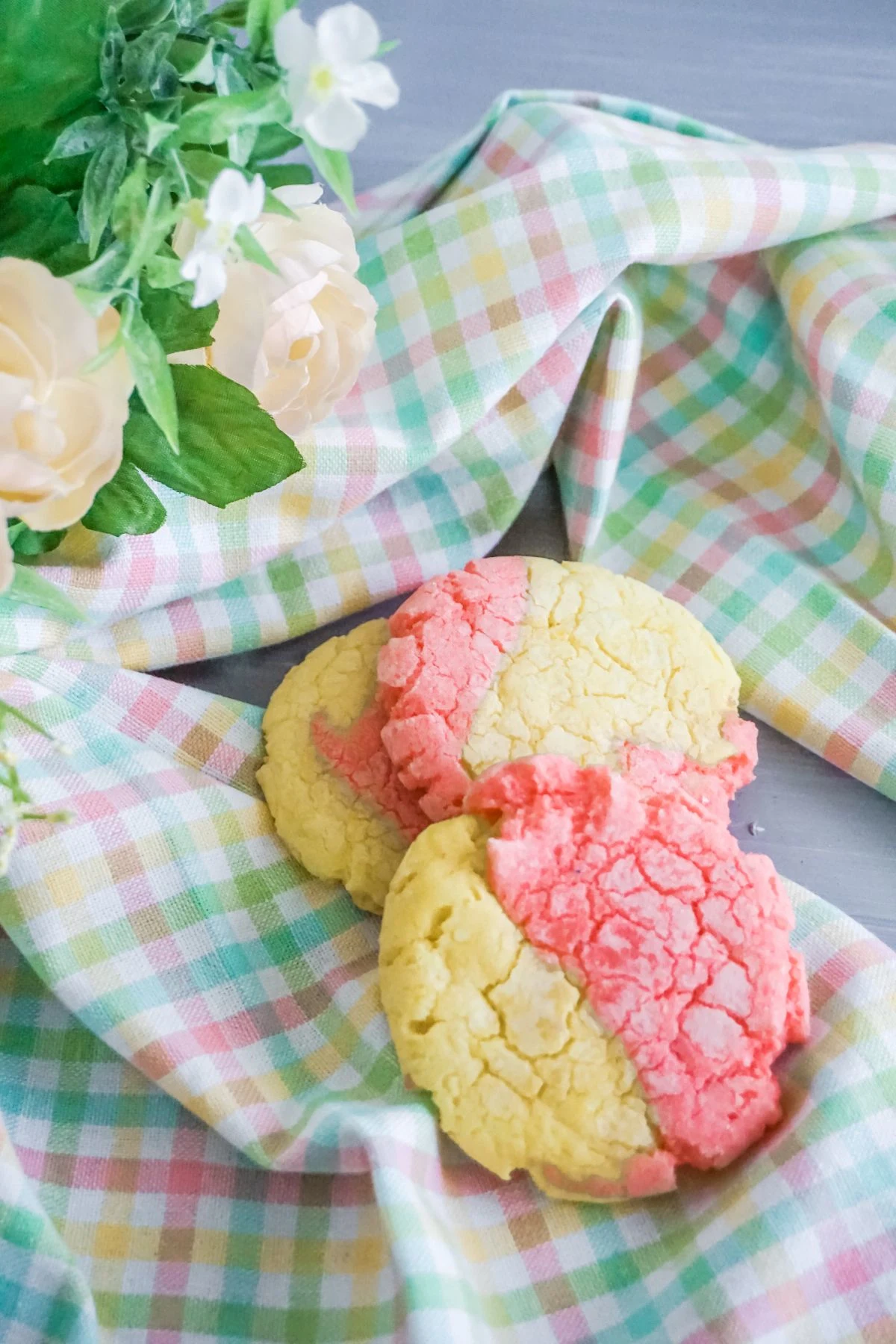 Lemon Strawberry Crinkle Cookies