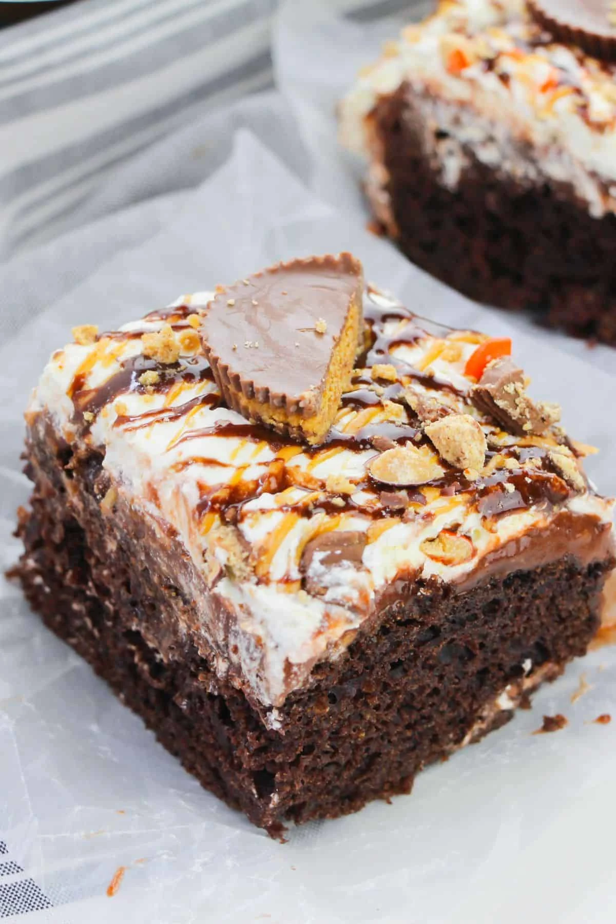 Reese Peanut Butter Cup Poke Cake