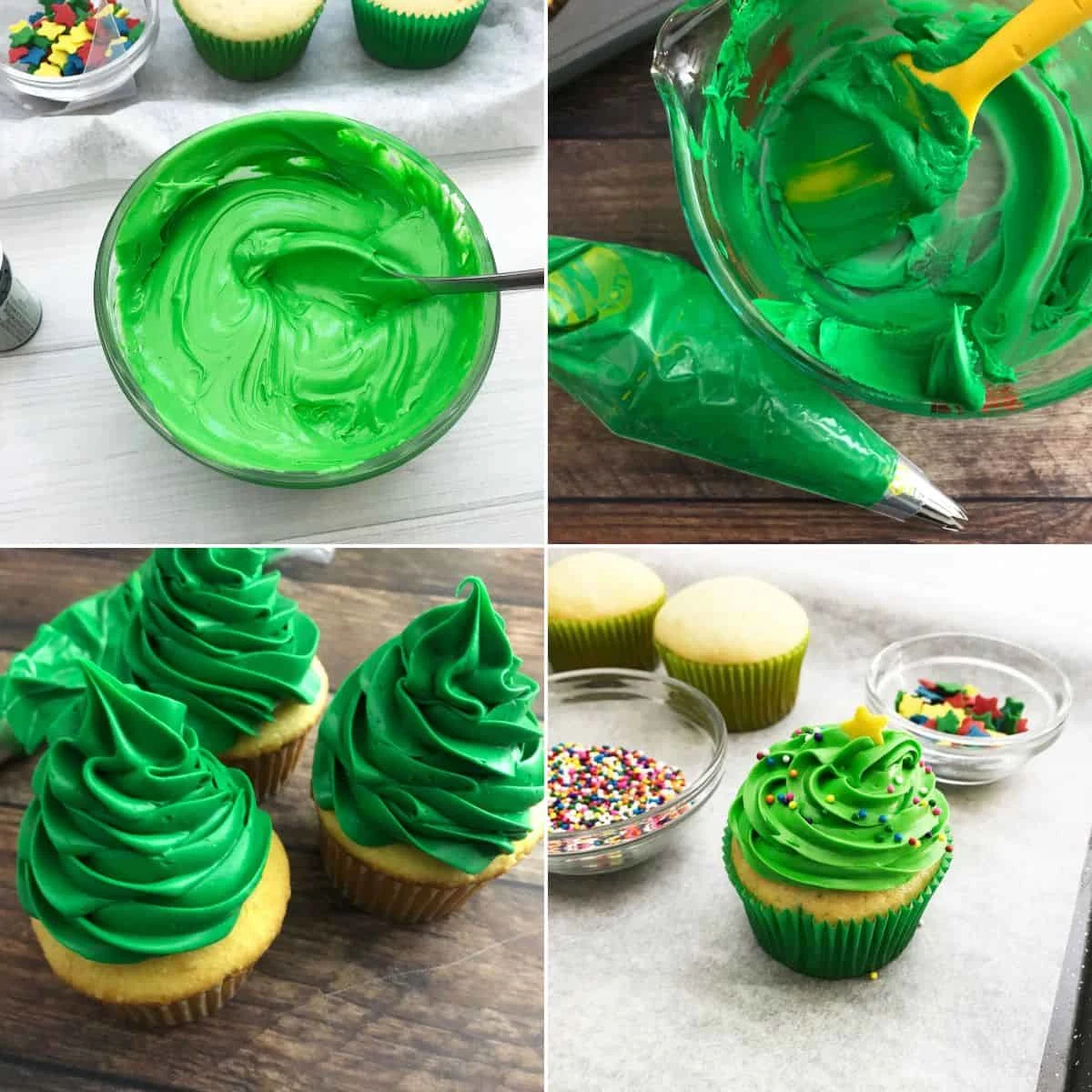 Easy Christmas Tree Cupcakes