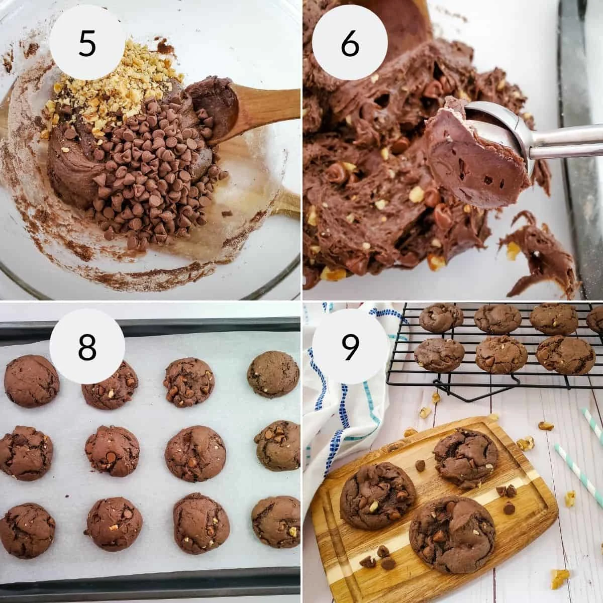 Double Chocolate Chip and Walnut Cookies