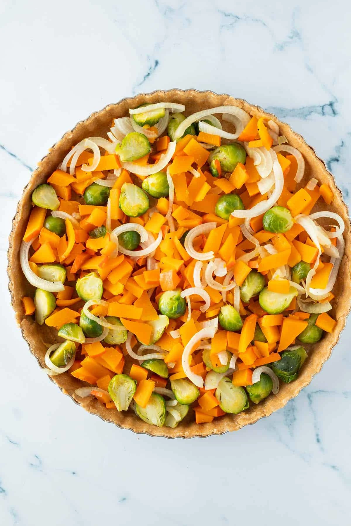 Quiche with Pumpkin and Brussels Sprouts