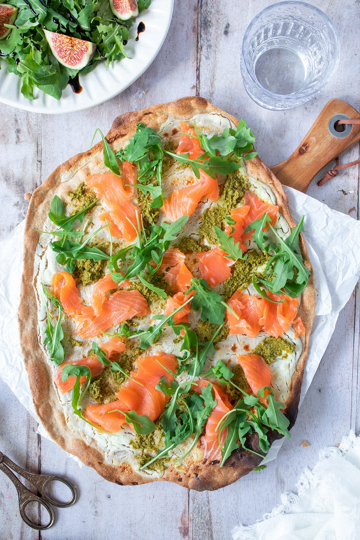 Flammkuchen with Salmon and Arugula