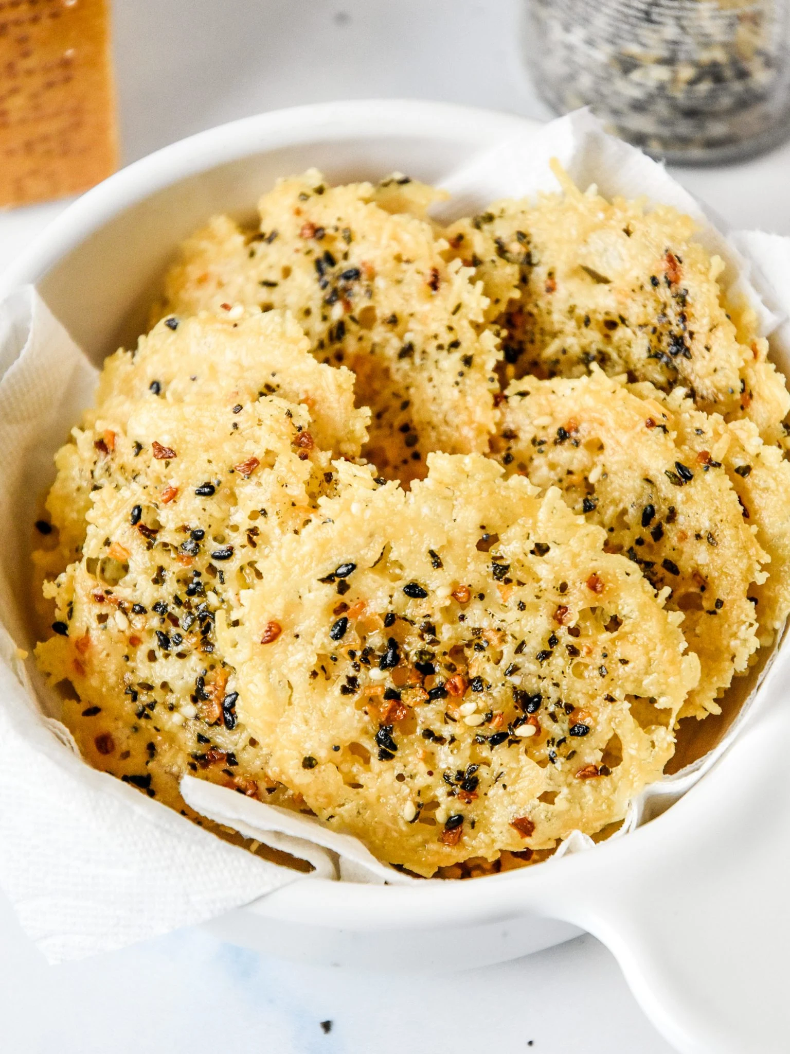 Everything Bagel Baked Parmesan Crisps