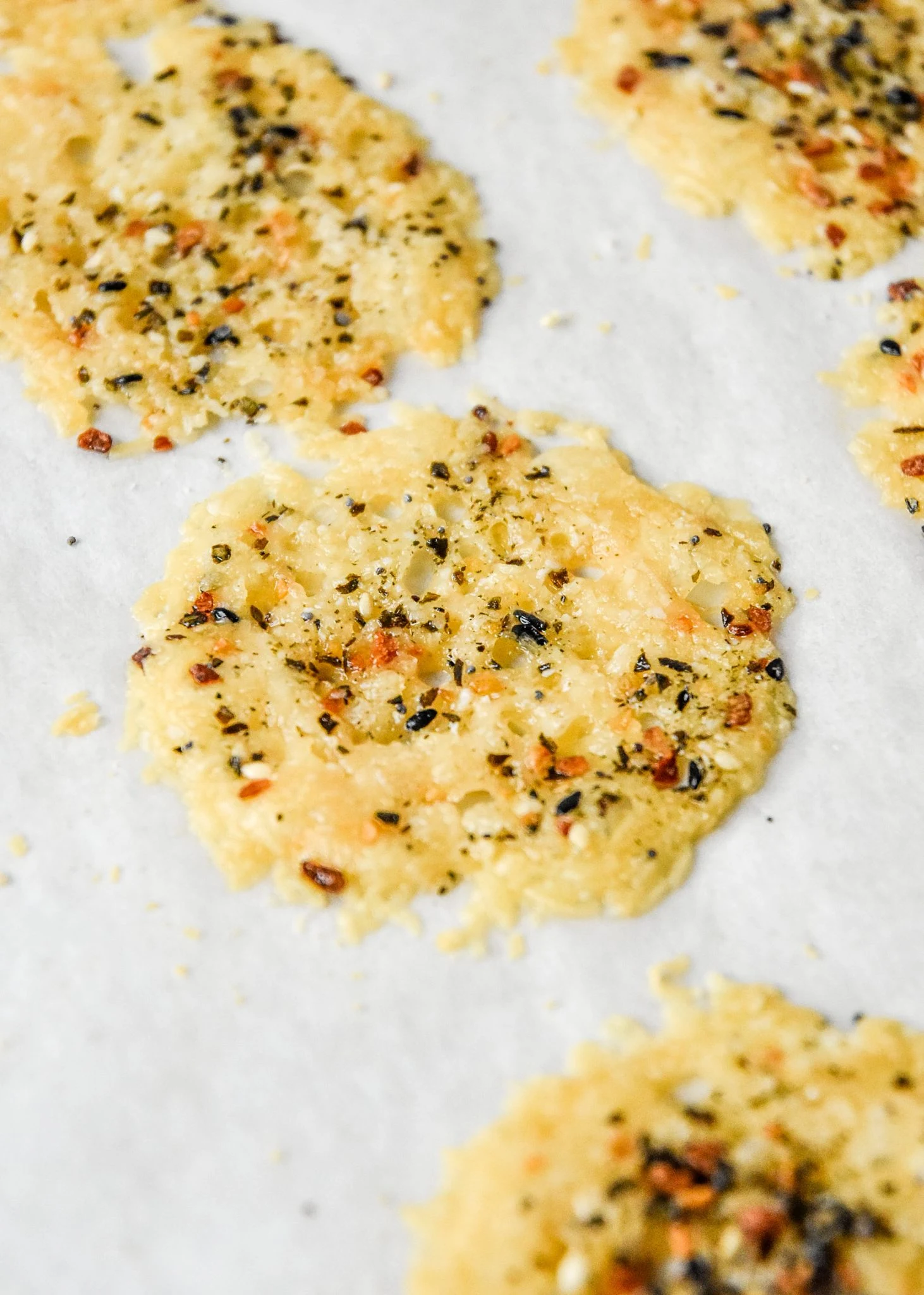 Everything Bagel Baked Parmesan Crisps