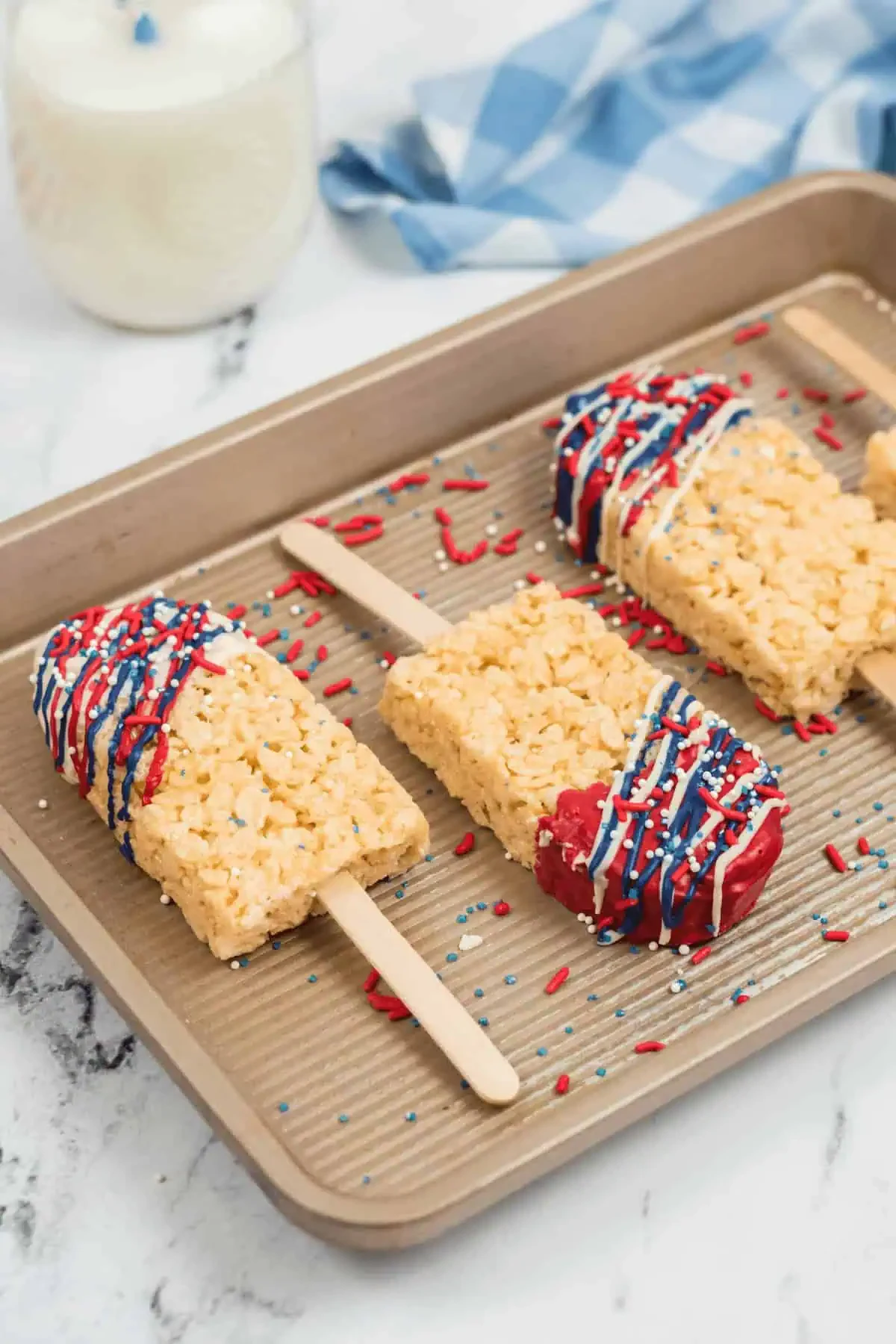 Chocolate Covered Rice Krispy Treat Flags
