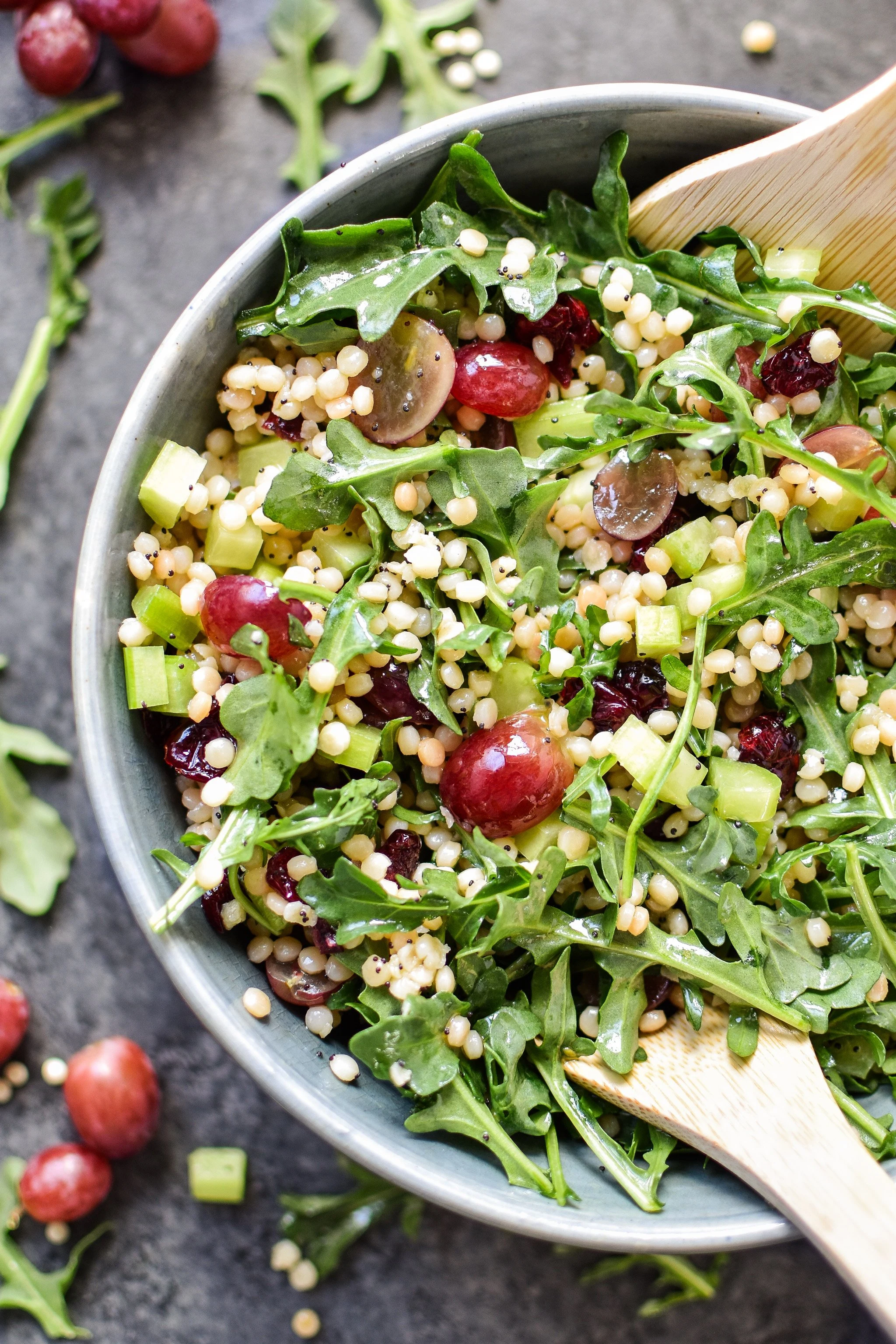 Make-Ahead Lemon Poppyseed Couscous Arugula Salad