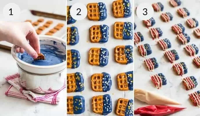 Patriotic Pretzels Covered with Chocolate