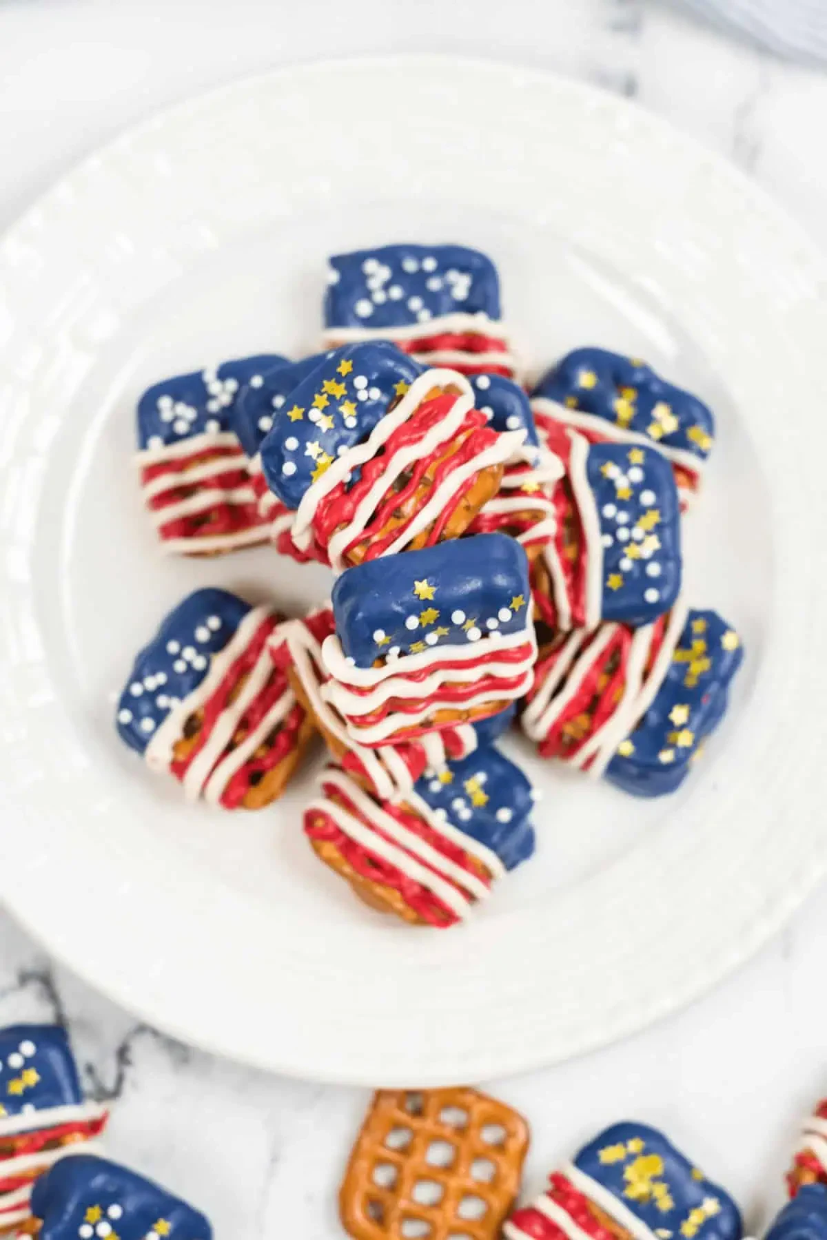 Patriotic Pretzels Covered with Chocolate