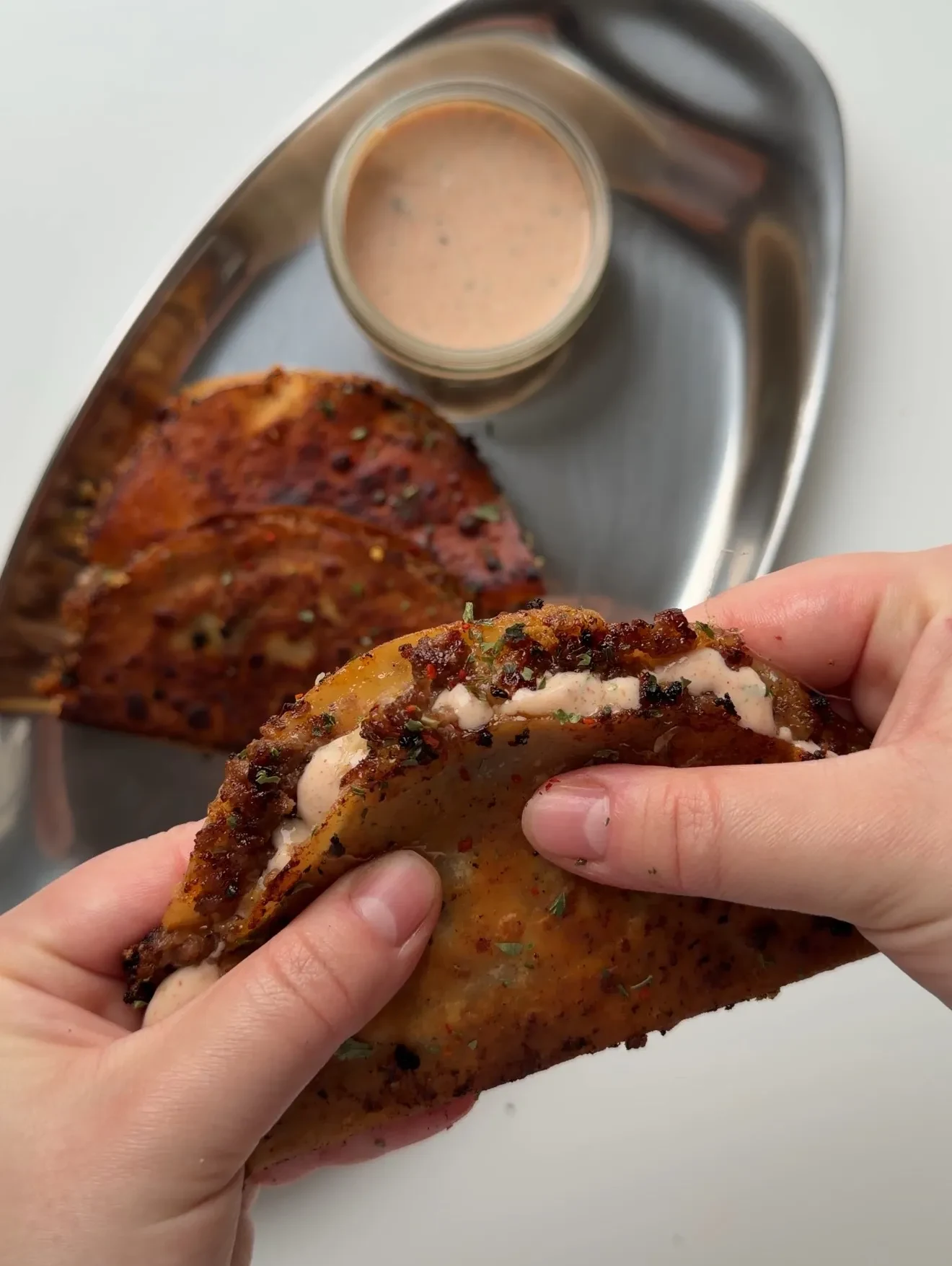 Crispy Honey BBQ Beef Tacos