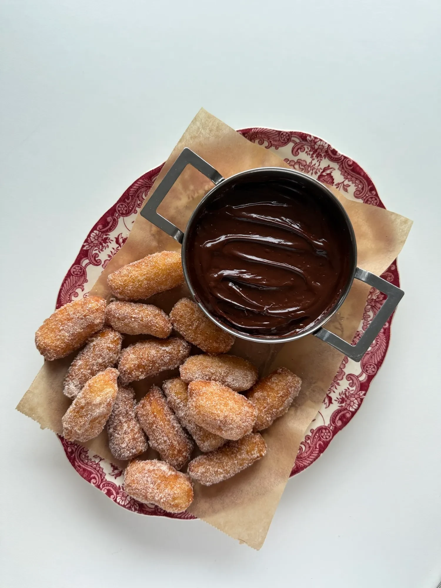 Churro Bites with Homemade Chocolate Sauce
