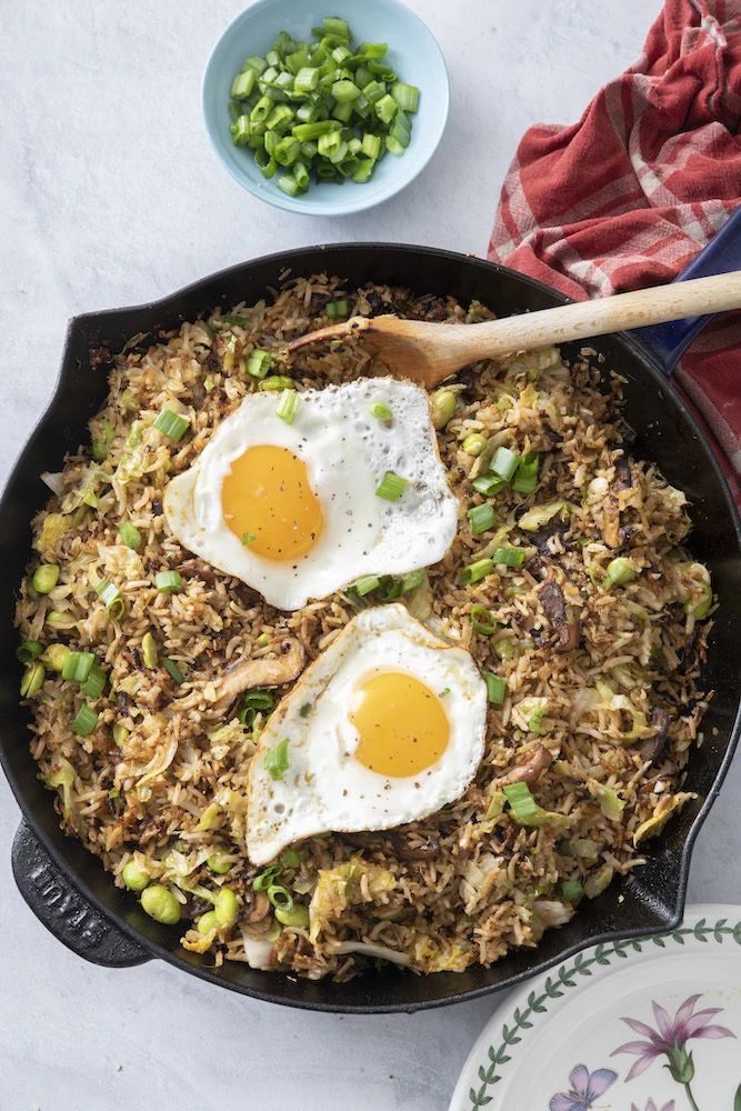 Crispy Rice with Shiitakes and Cabbage