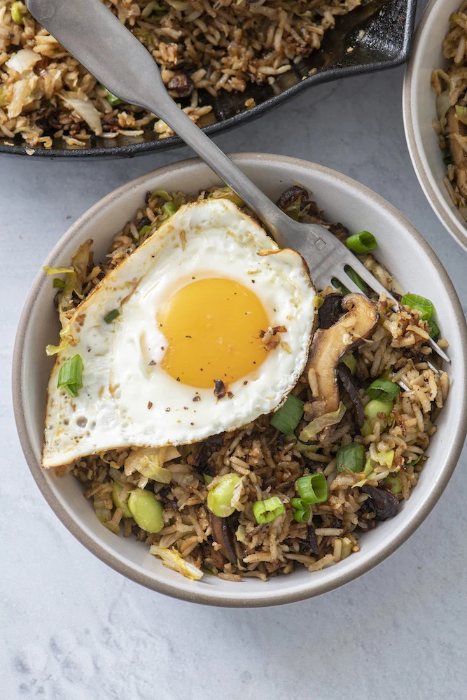 Crispy Rice with Shiitakes and Cabbage
