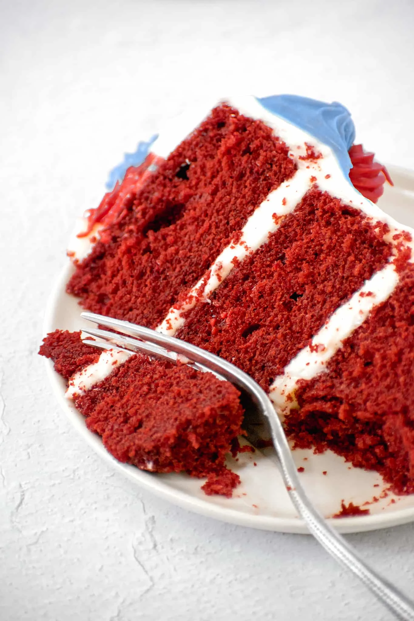 Fourth of July Red Velvet Layer Cake with Cream Cheese Frosting