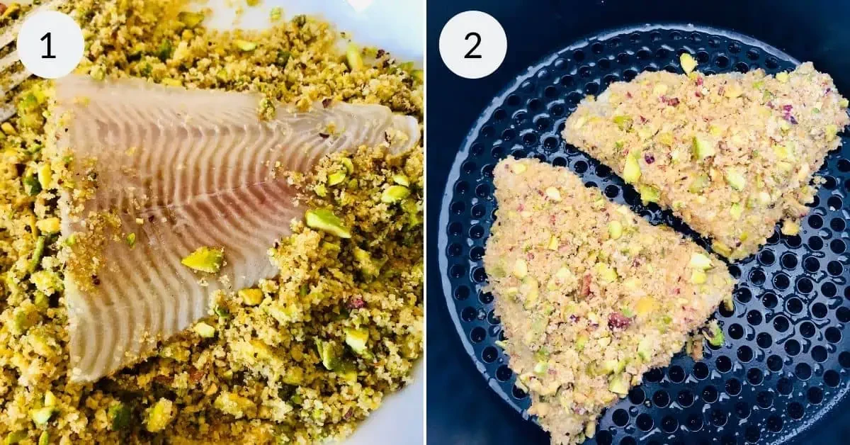 Air Fryer Halibut with Pistachio Crust
