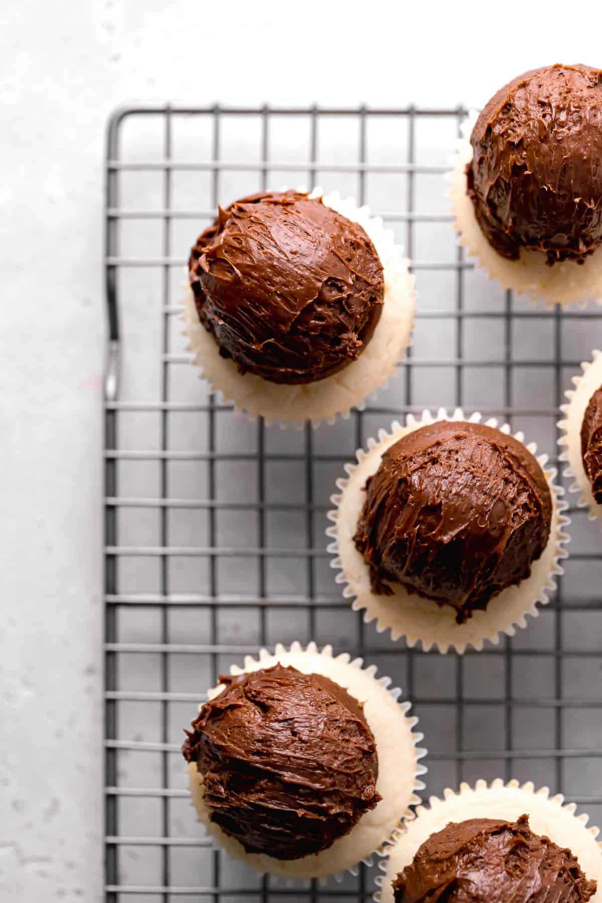 Small Batch Vanilla Cupcakes with Dark Chocolate Frosting