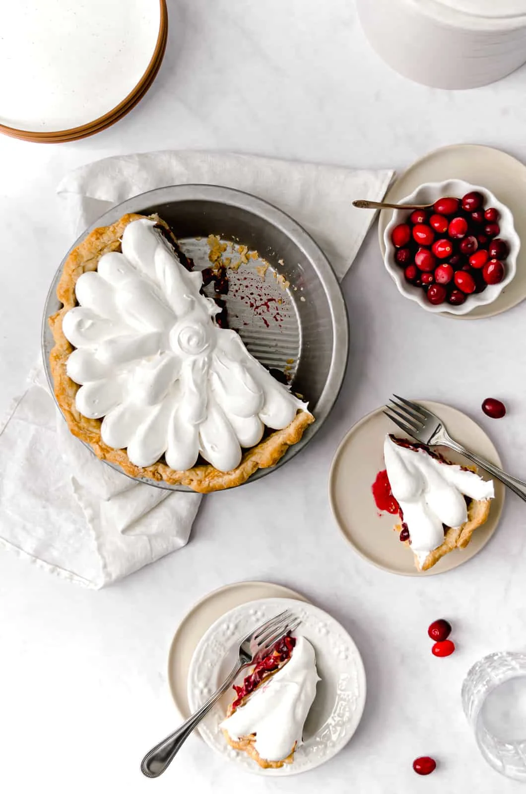 Ginger Molasses Cranberry Pie with Swiss Meringue