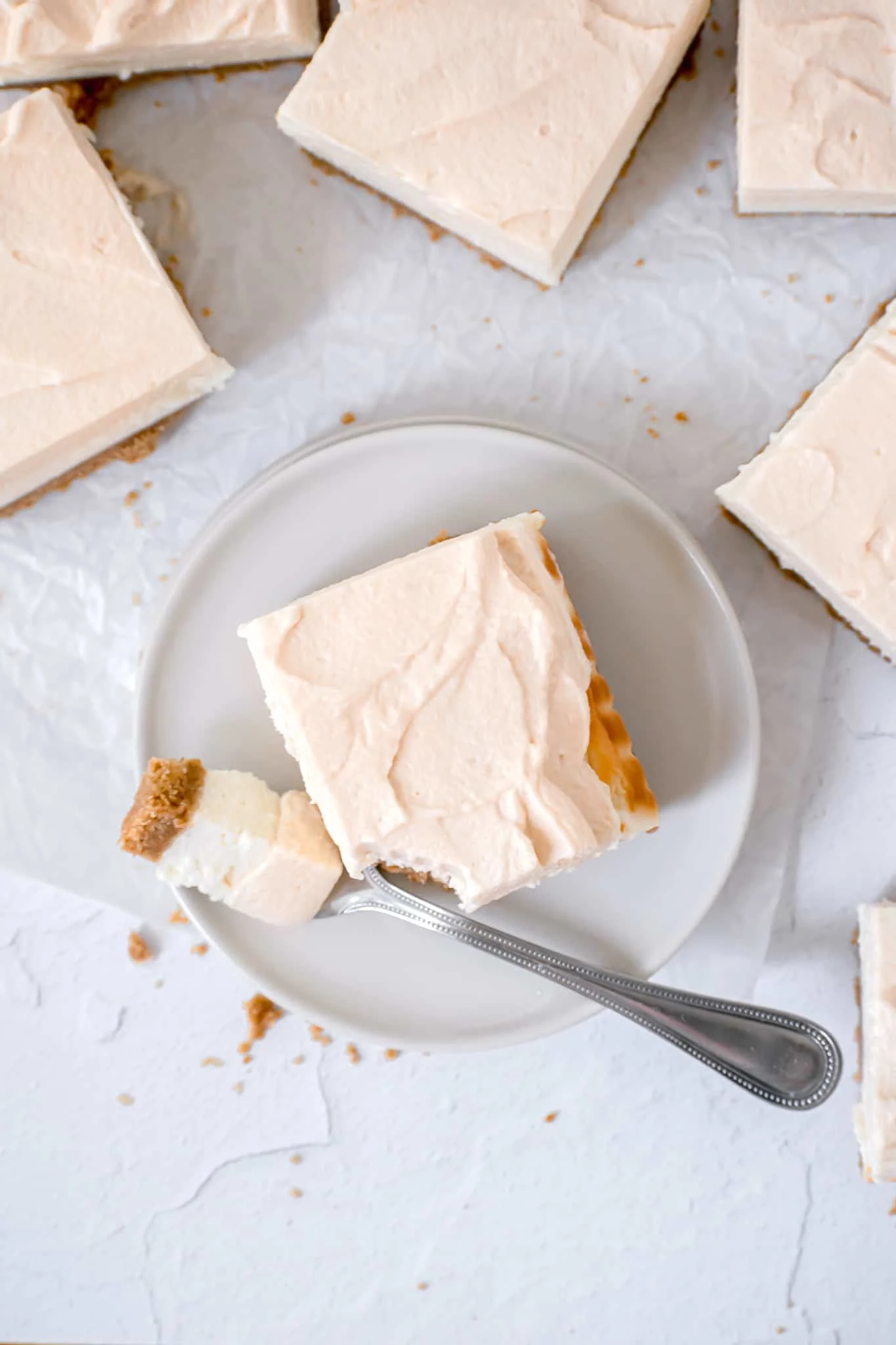 Vanilla Cheesecake Bars with Caramel Mousse