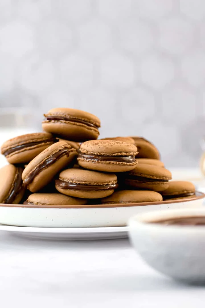 Espresso Macarons with Chocolate Caramel Ganache