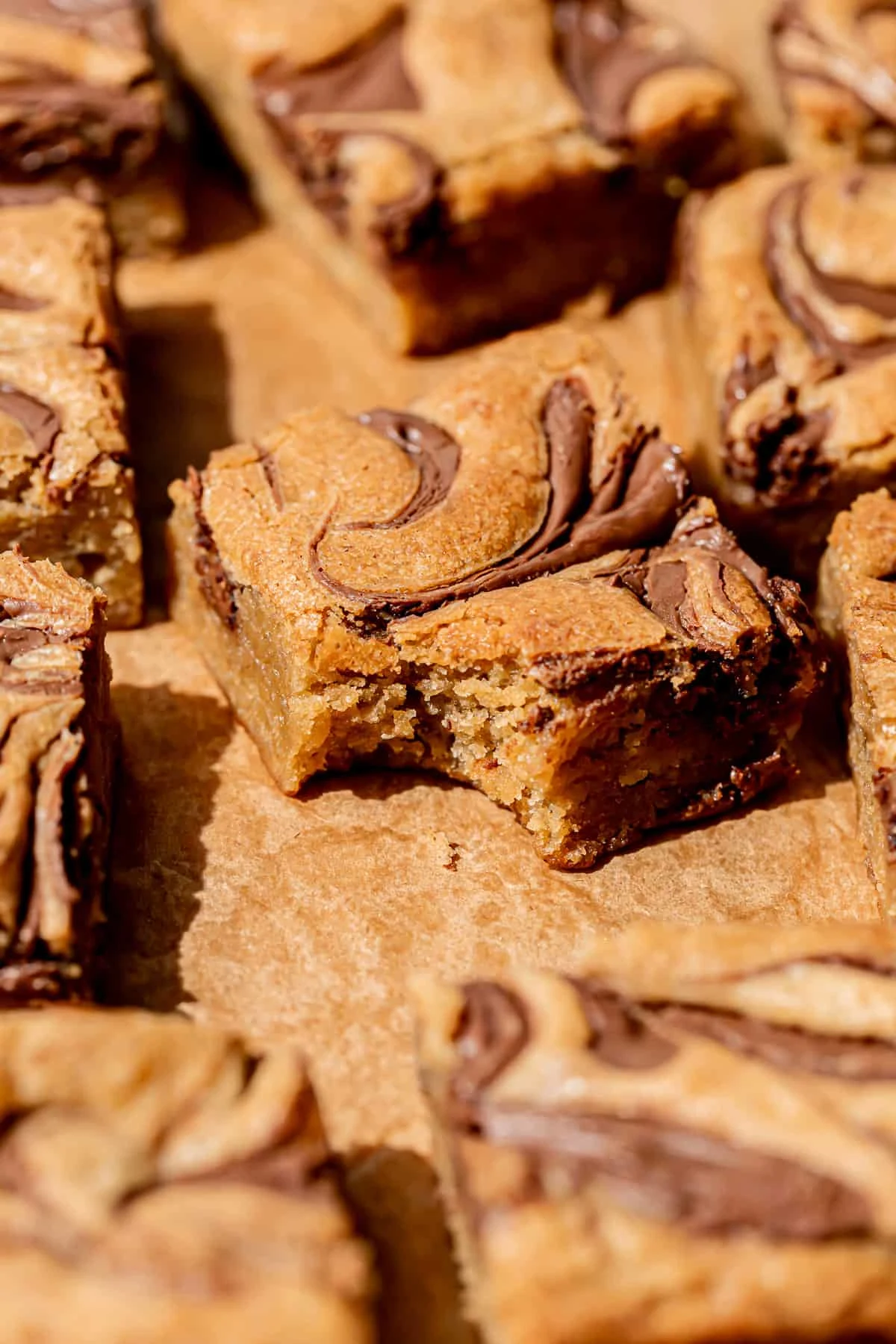 Nutella Swirled Banana Blondies