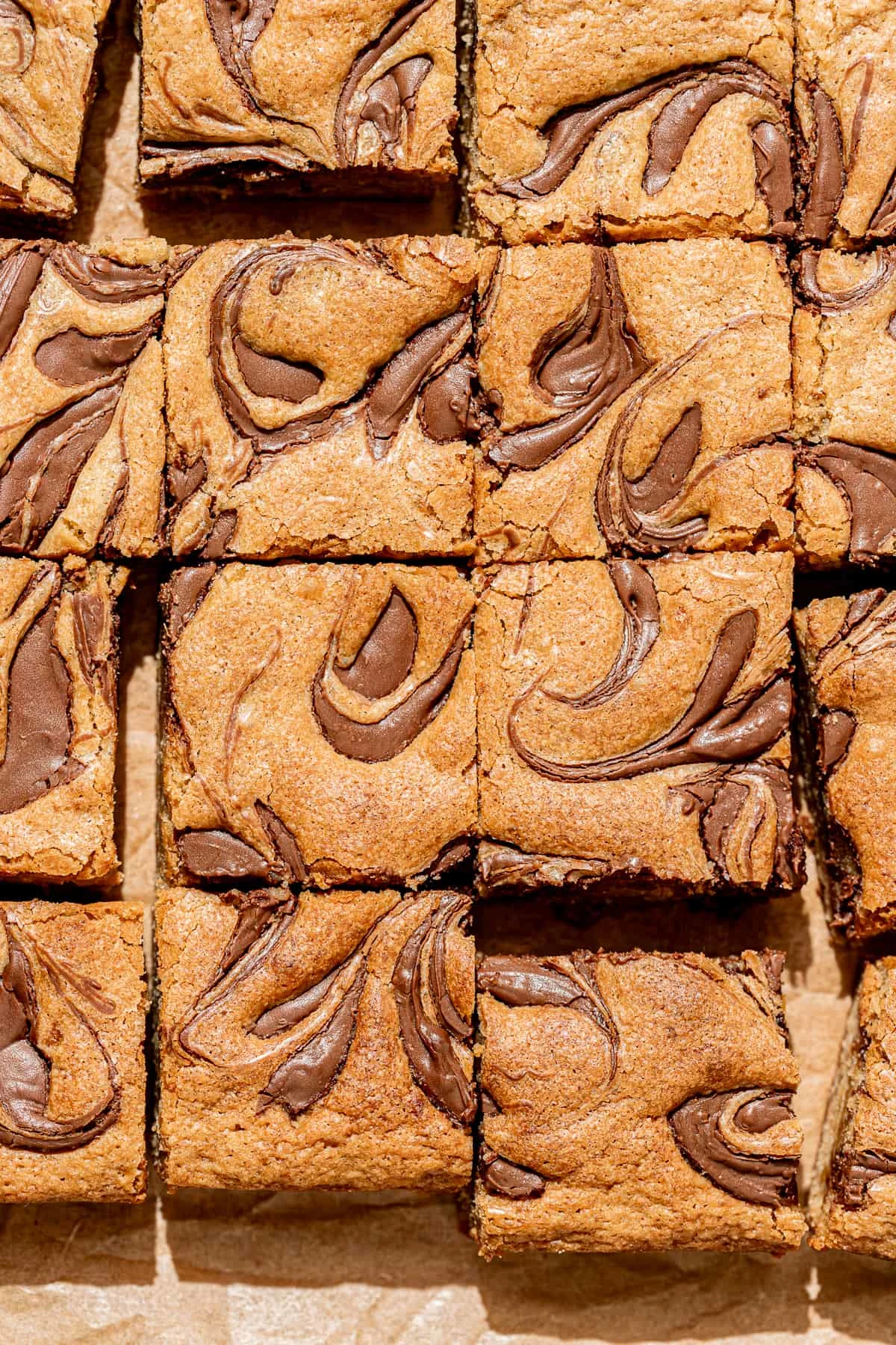 Nutella Swirled Banana Blondies