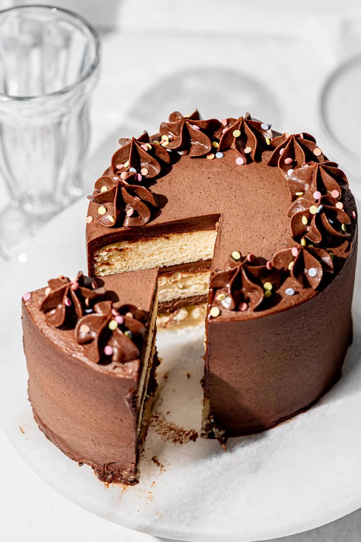 Yellow Cake with Chocolate Frosting