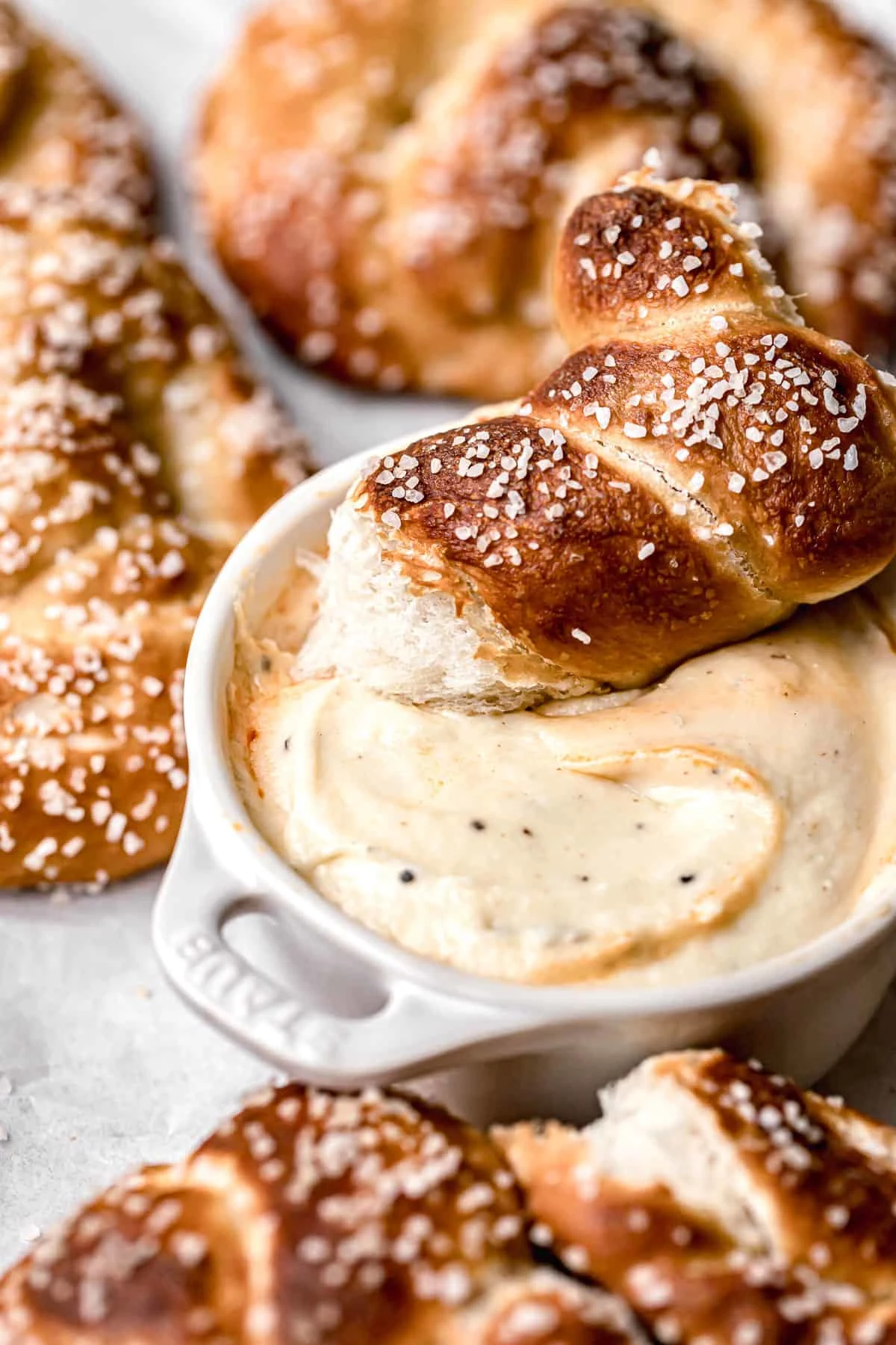 Salted Soft Pretzels with Cheese Dip