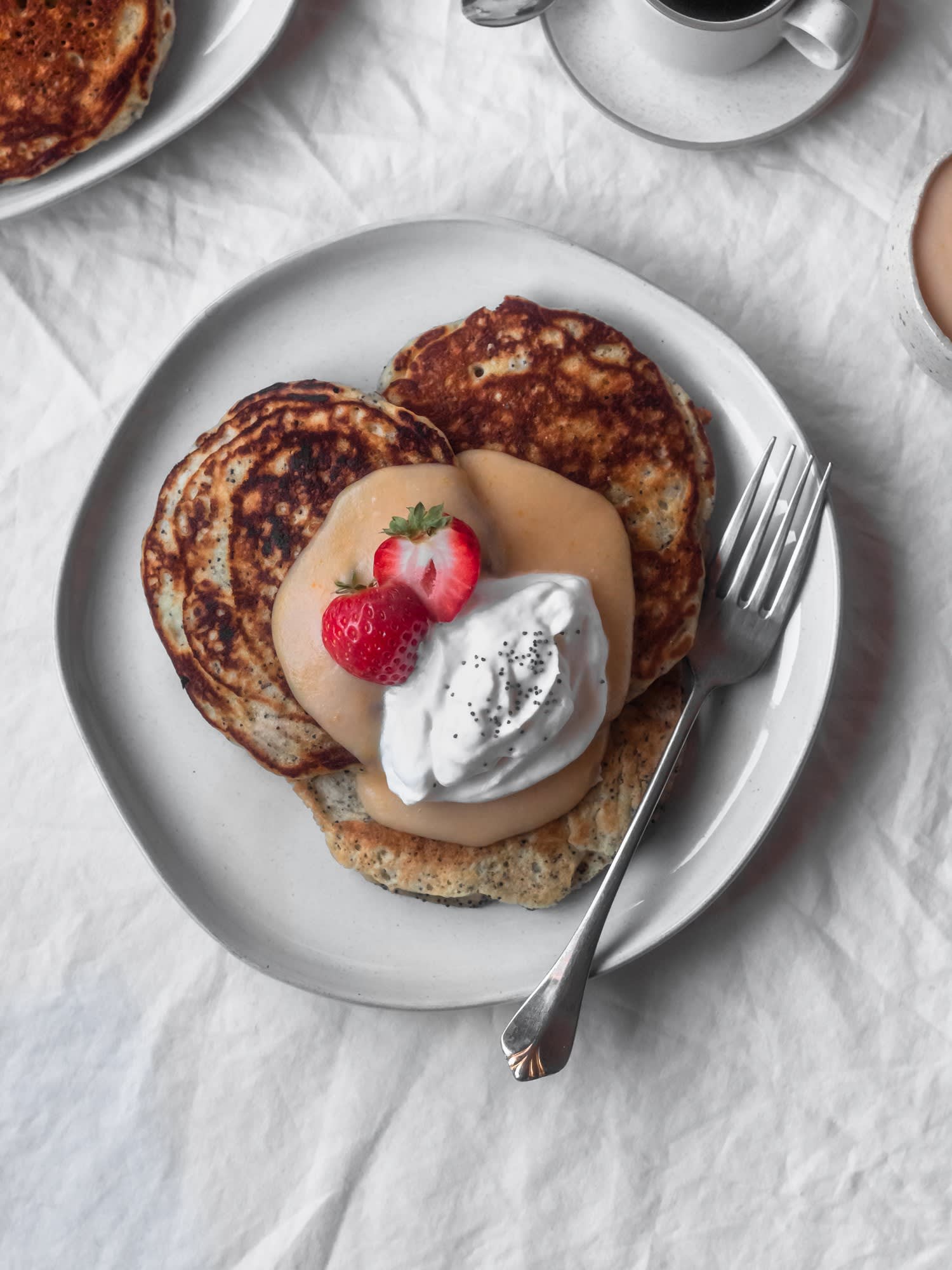Poppy Seed Pancakes + Blood Orange Curd