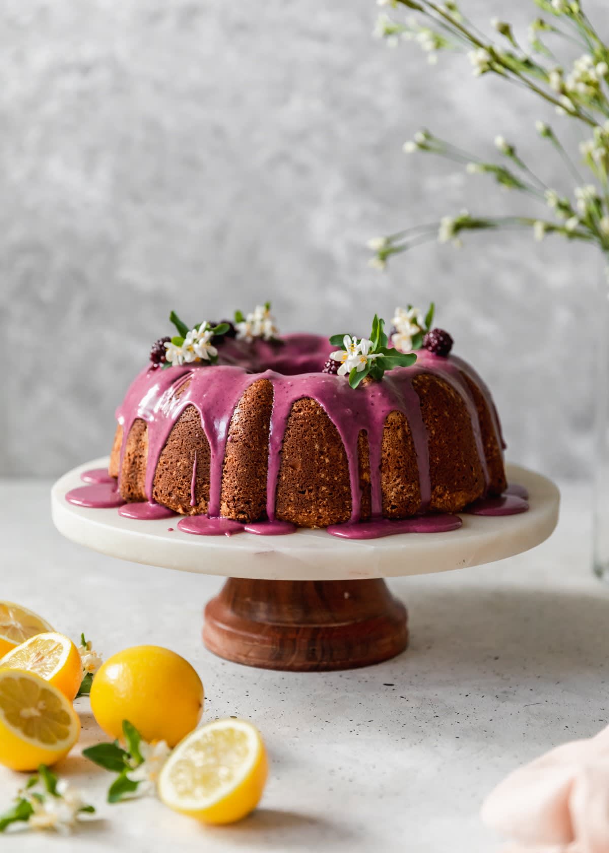 Sour Cream Lemon Pound Cake With Blackberry Glaze